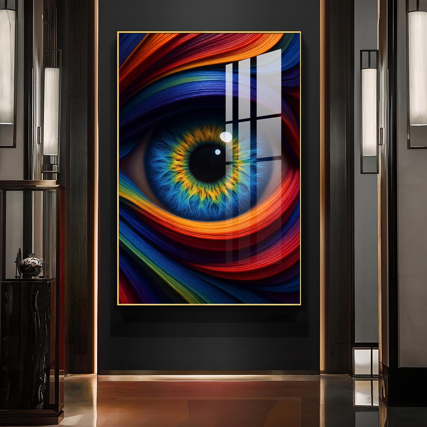 Colorful Eye Glass Finish Vertical Wall Art
