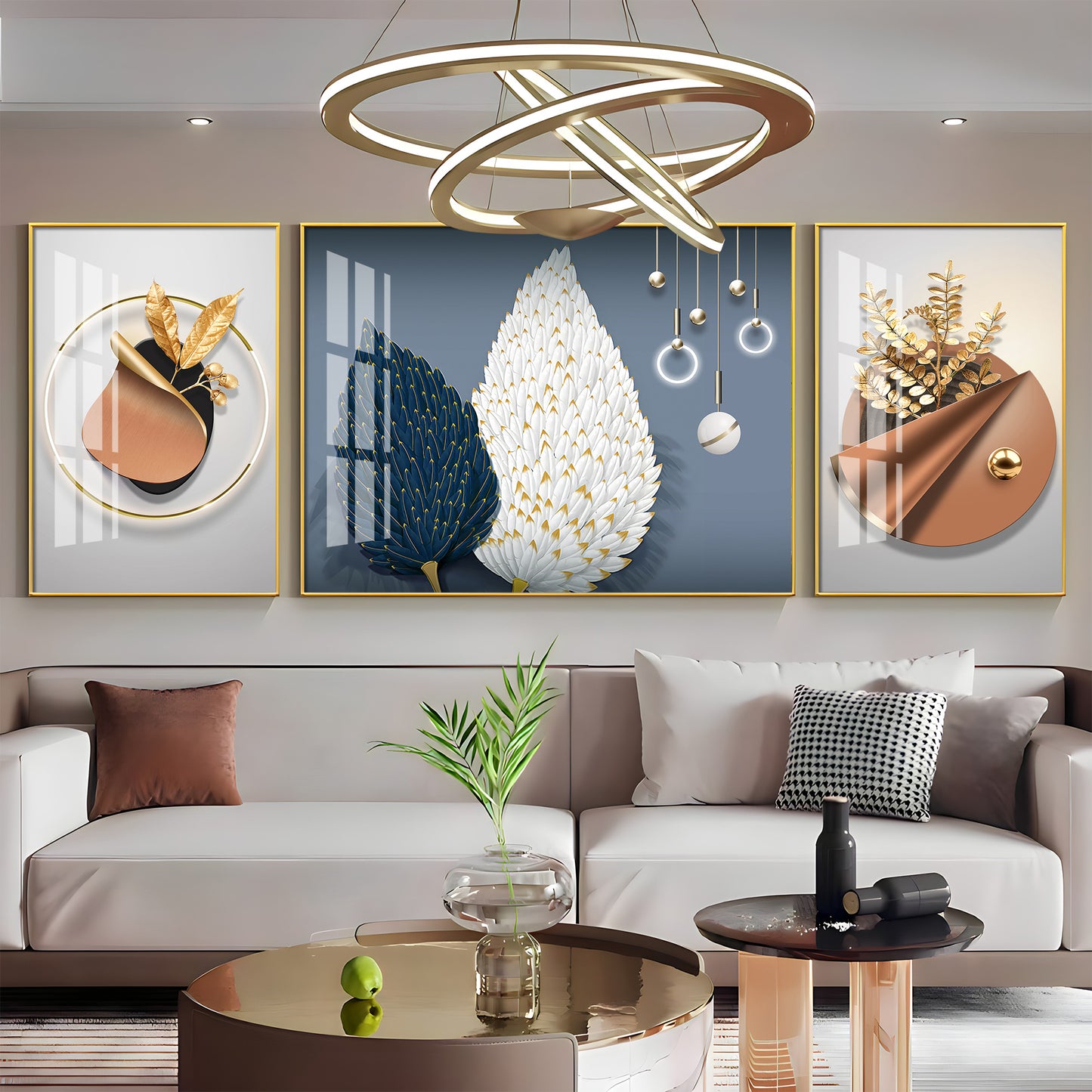 Blossom of Expression Glass Finish Wall Art (Set Of 3)