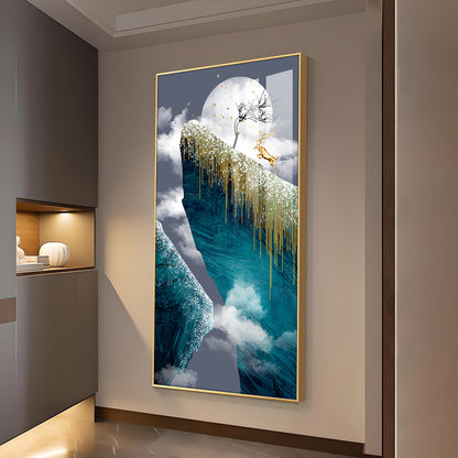 Frosted Heights Glass Finish Vertical Wall Art