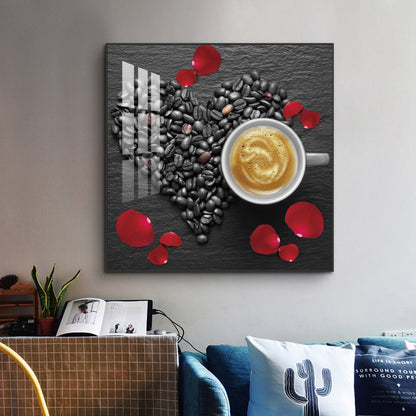 Coffee Charm Glass Finish Square Wall Art