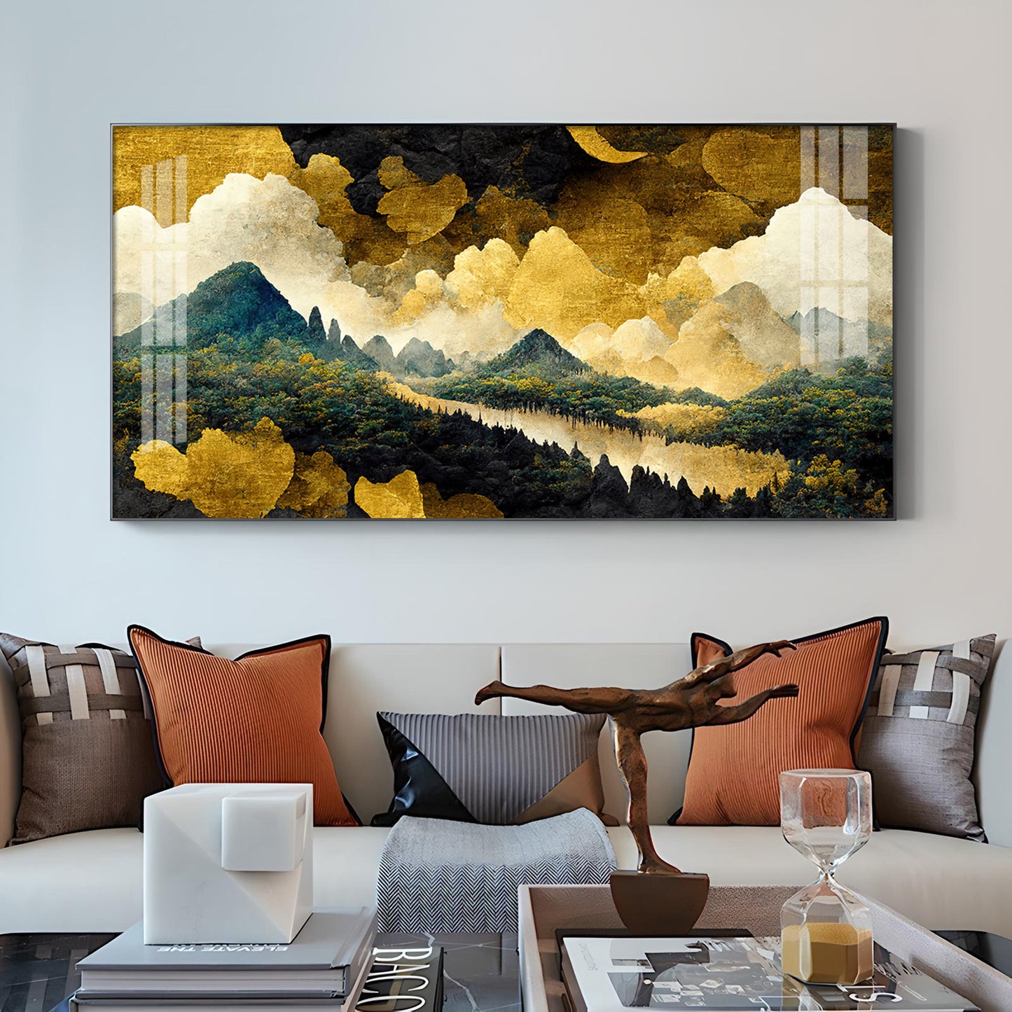 Golden Skies Glass Finish Horizontal Wall Art