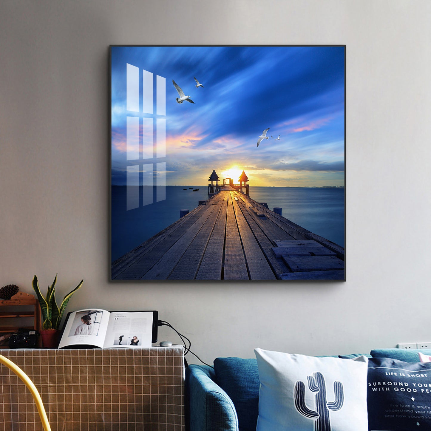 Sunset Vision Glass Finish Square Wall Art