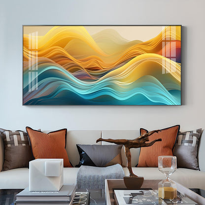 Waves Elegance Glass Finish Horizontal Wall Art