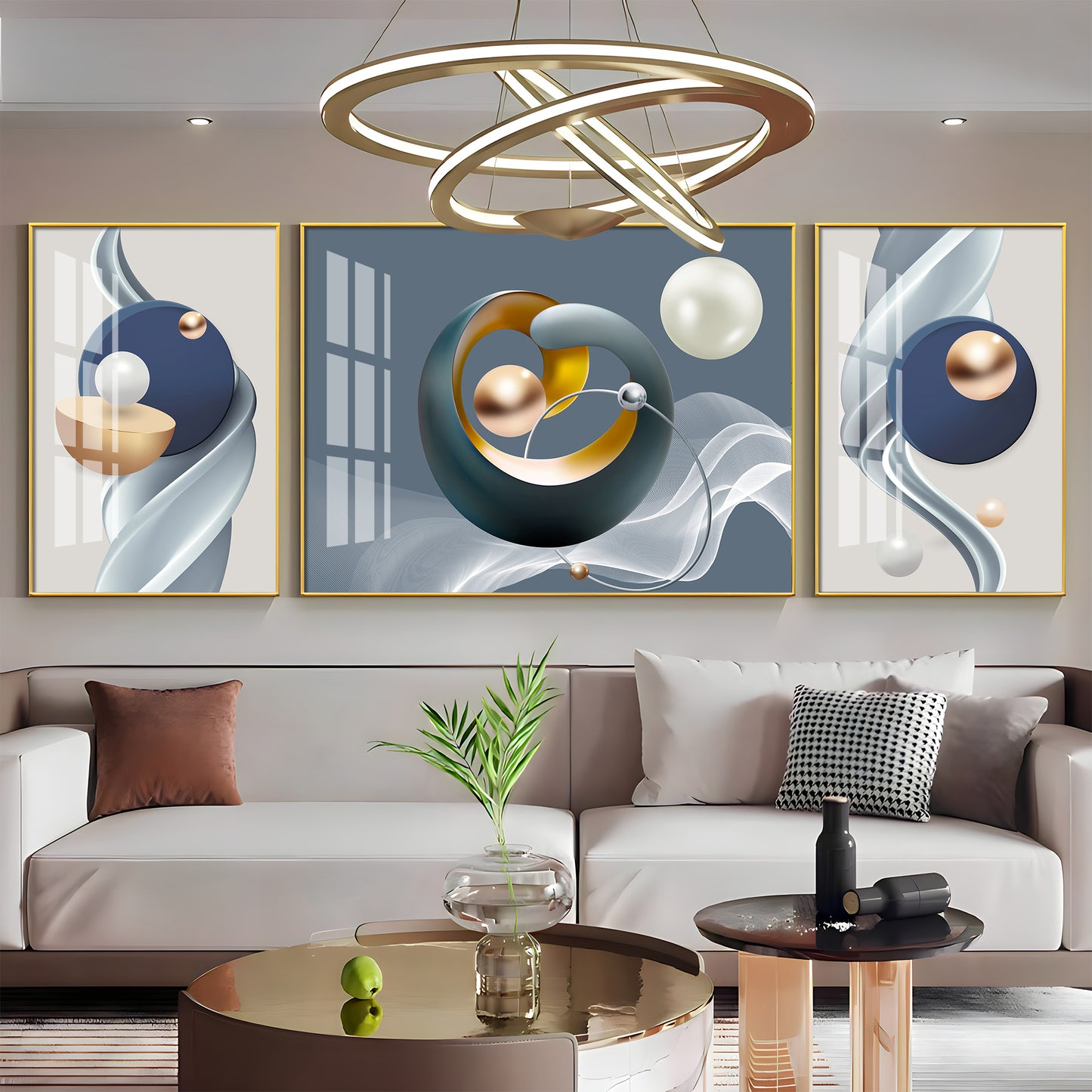 Serenity in Color Glass Finish Wall Art (Set Of 3)