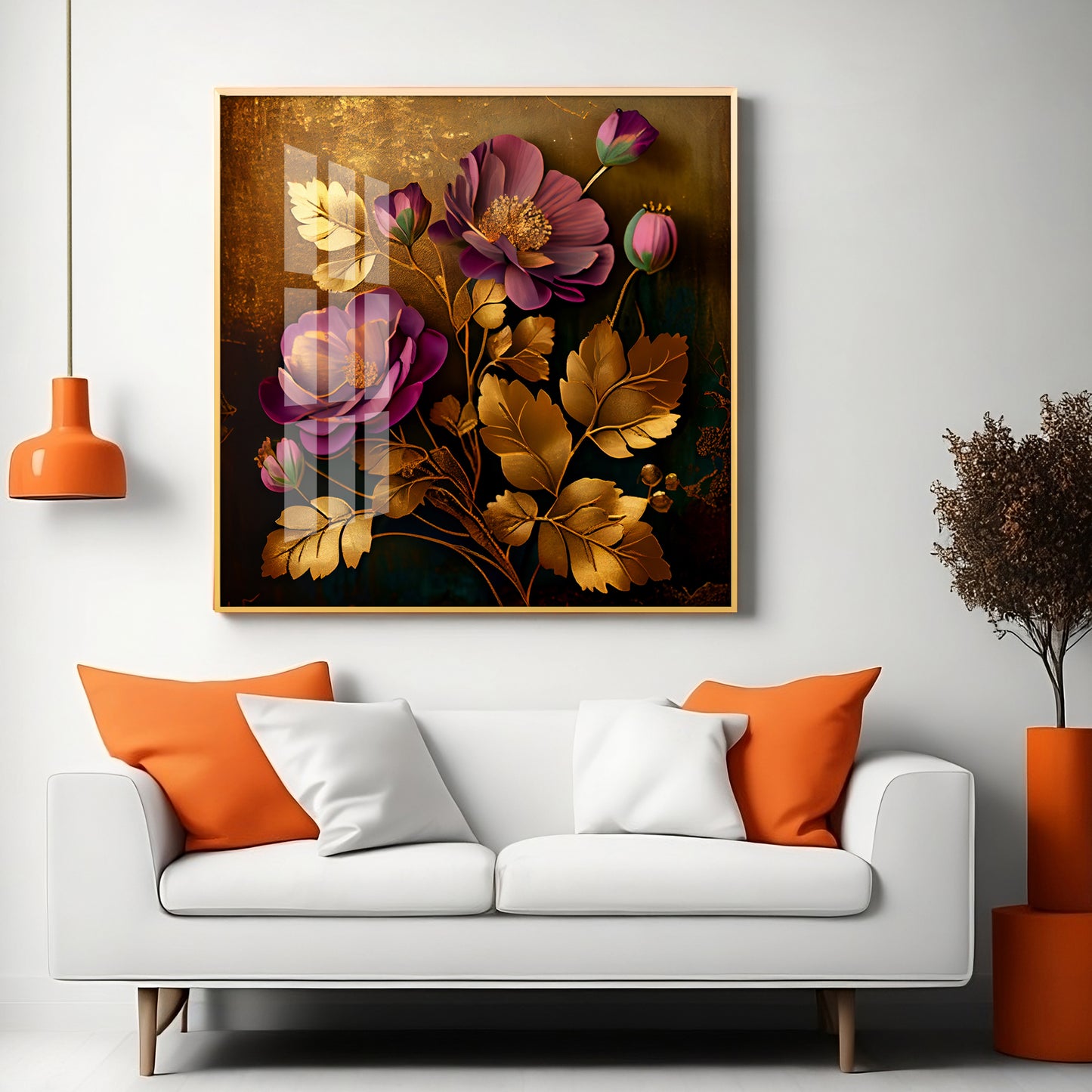 Petals in Harmony Glass Finish Square Wall Art