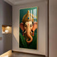 Vibrant Lord ganesha Artwork Glass Finish Vertical Wall Art