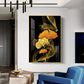 Golden Elegance Bloom Glass Finish Vertical Wall Art