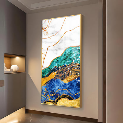 Celestial Marble Fusion Glass Finish Vertical Wall Art