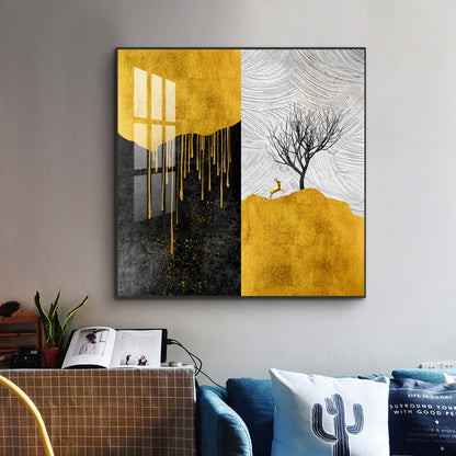 Majestic Tree Glass Finish Square Wall Art