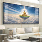 Majestic Buddha In Cloud Glass Finish Horizontal Wall Art