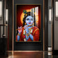 Lord Baby Krishna Glass Finish Vertical Wall Art