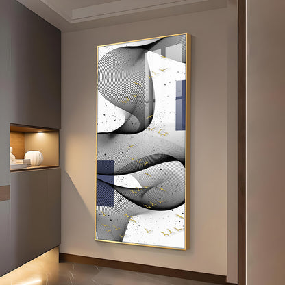 Elegant Waves Glass Finish Vertical Wall Art