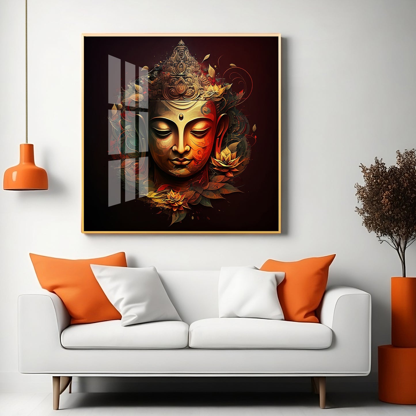 Enlightened Buddha Glass Finish Square Wall Art