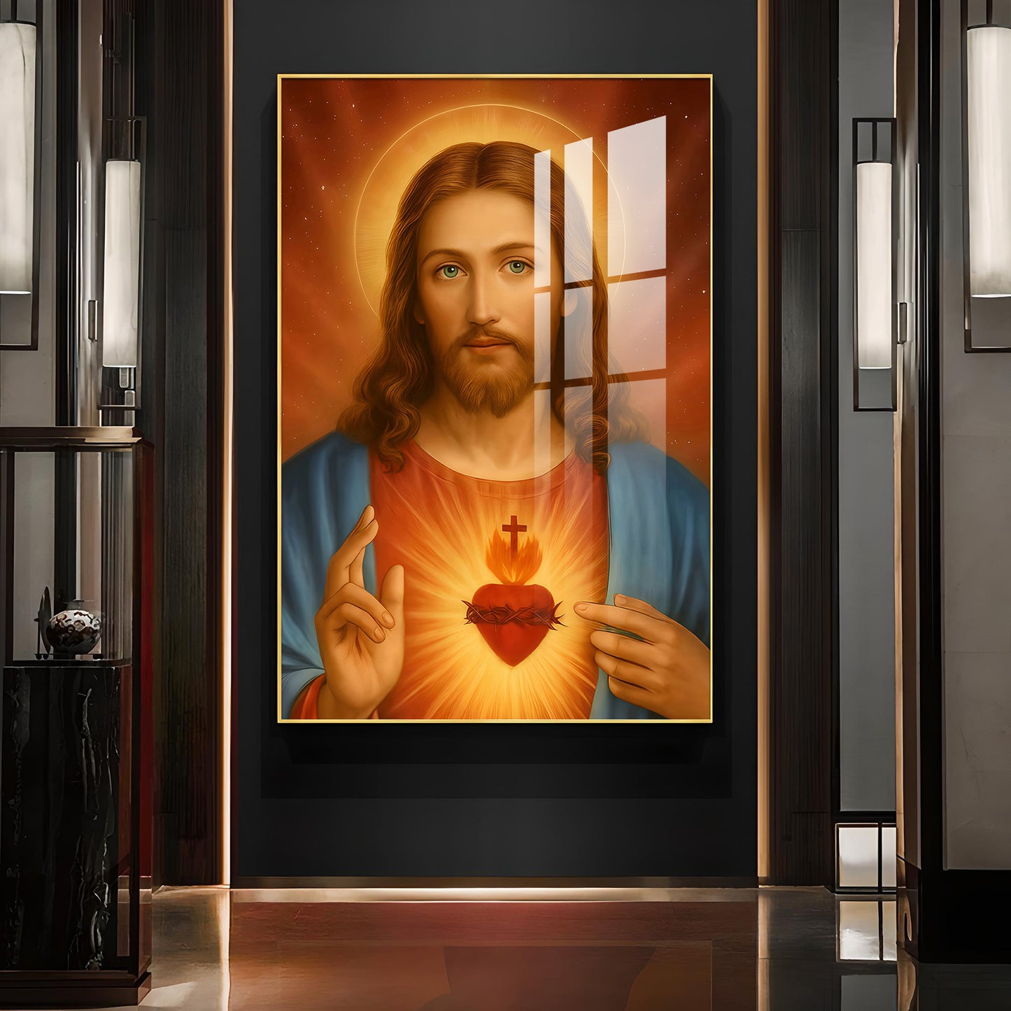 Father Lord Jesus Glass Finish Vertical Wall Art
