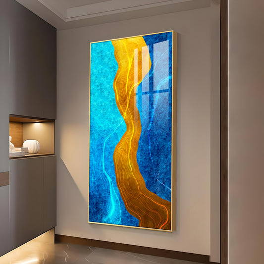 Daffodil Wave Glass Finish Vertical Wall Art