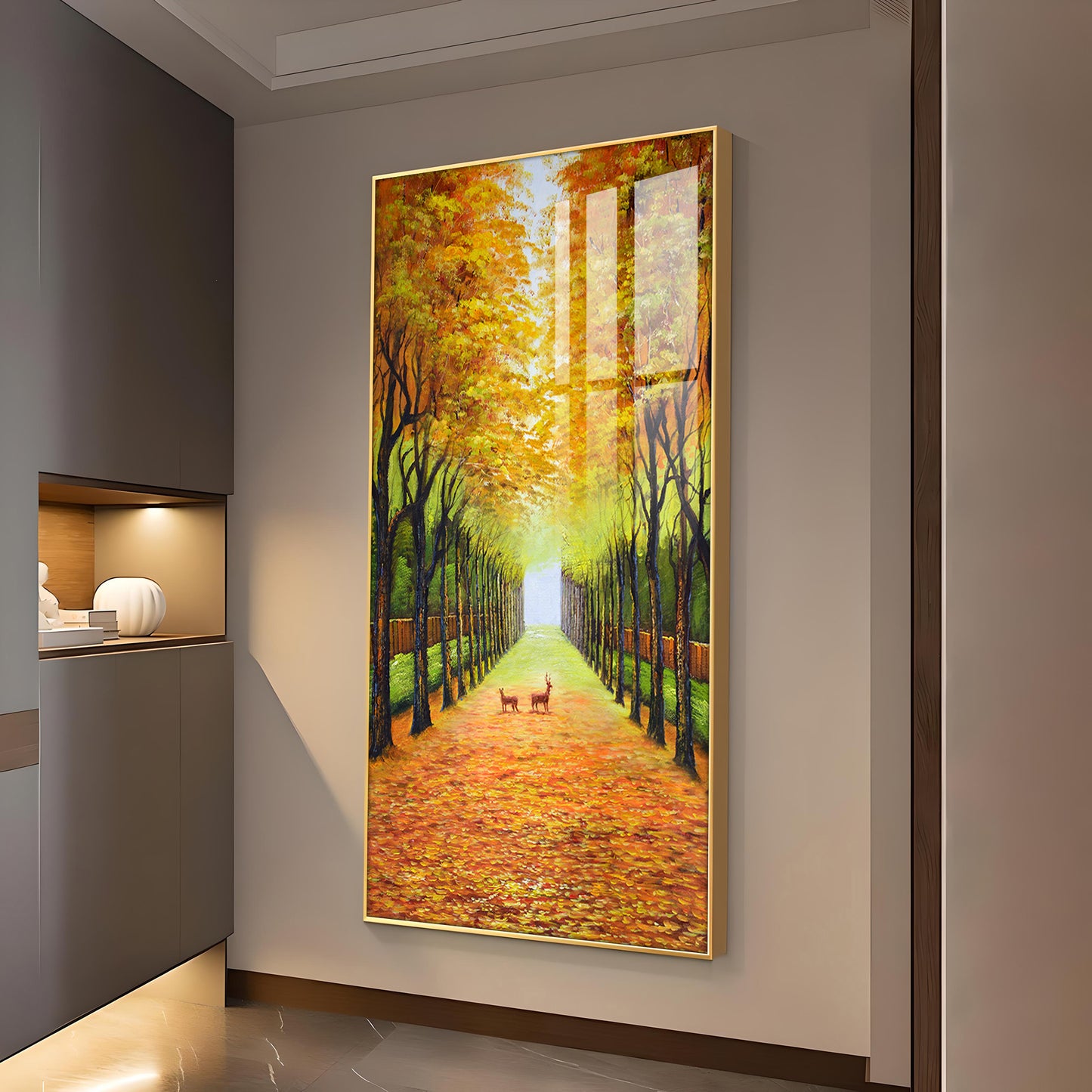 Tranquil Trails Glass Finish Vertical Wall Art