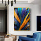 Feathered Radiance Glass Finish Vertical Wall Art