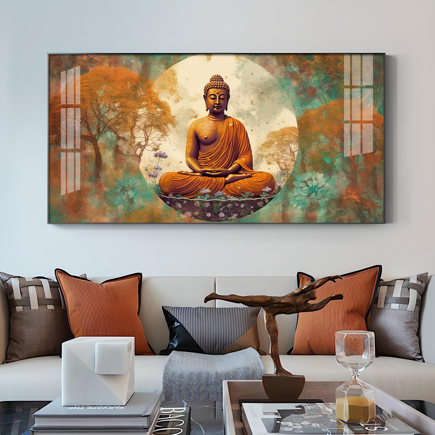 Ancient Buddha Glass Finish Horizontal Wall Art