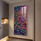 Chromatic Fish Dance Glass Finish Vertical Wall Art