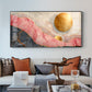 Pink and Gold Marble Stone Texture Glass Finish Horizontal Wall Art