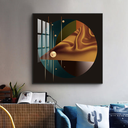 Golden Noir Glass Finish Square Wall Art