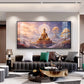 Morning Vibrance Buddha Glass Finish Horizontal Wall Art
