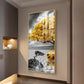 Golden Tree Oasis Glass Finish Vertical Wall Art