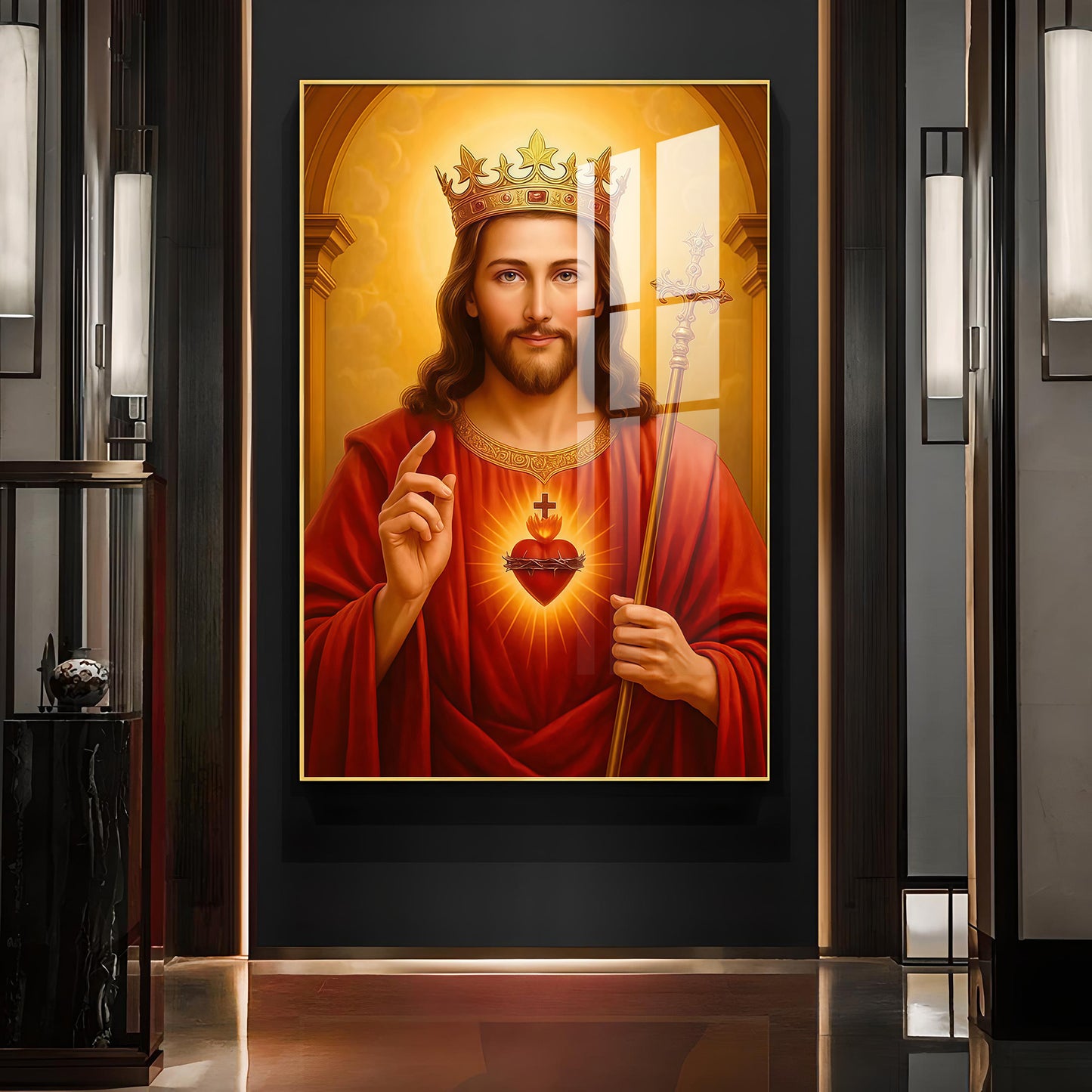 Christian God jesus Glass Finish Vertical Wall Art