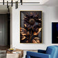 Golden Bloom Artistry Glass Finish Vertical Wall Art