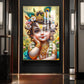 Lord Baby Krishna Glass Finish Vertical Wall Art