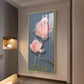 Floral Elegance Glass Finish Vertical Wall Art