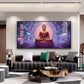 Abstract Harmony Of Buddha Glass Finish Horizontal Wall Art