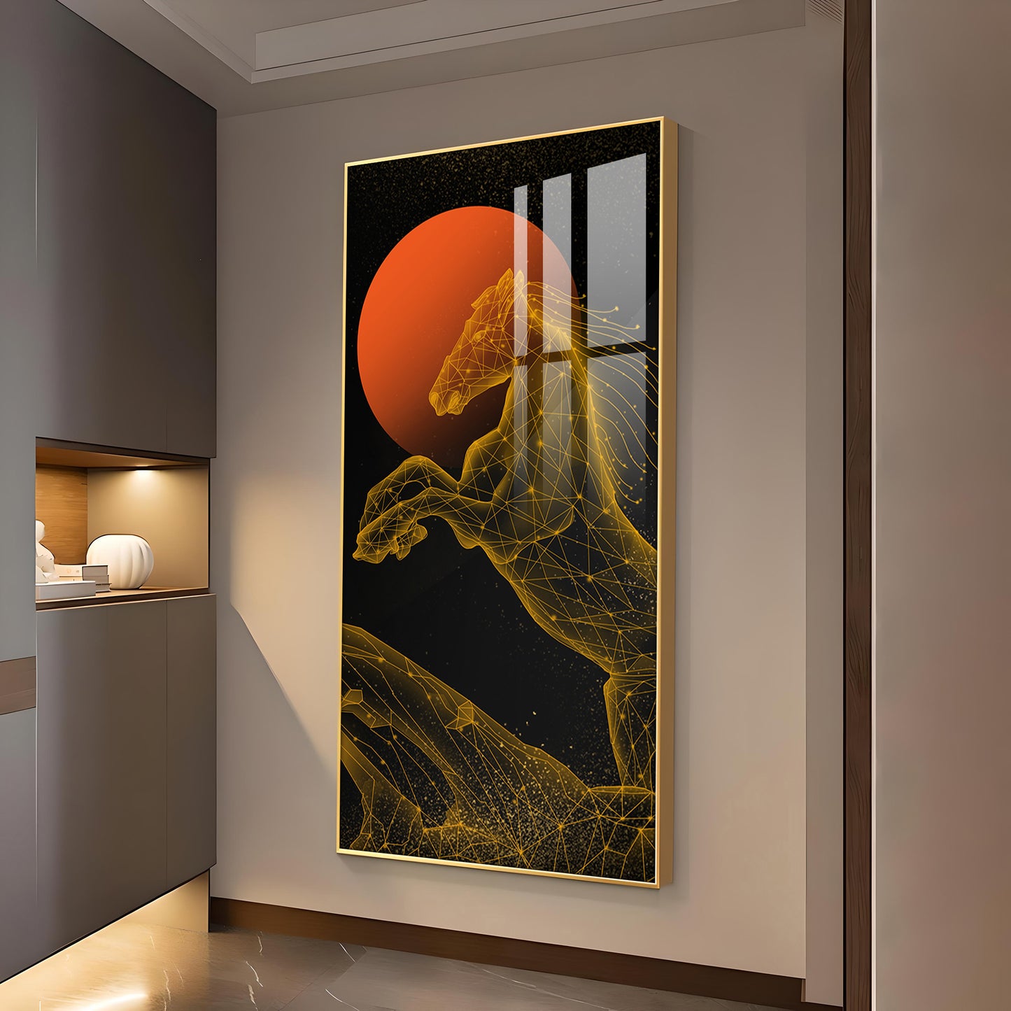 Equinox Elegance Glass Finish Vertical Wall Art