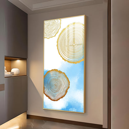 Blue Serenity Rings Glass Finish Vertical Wall Art