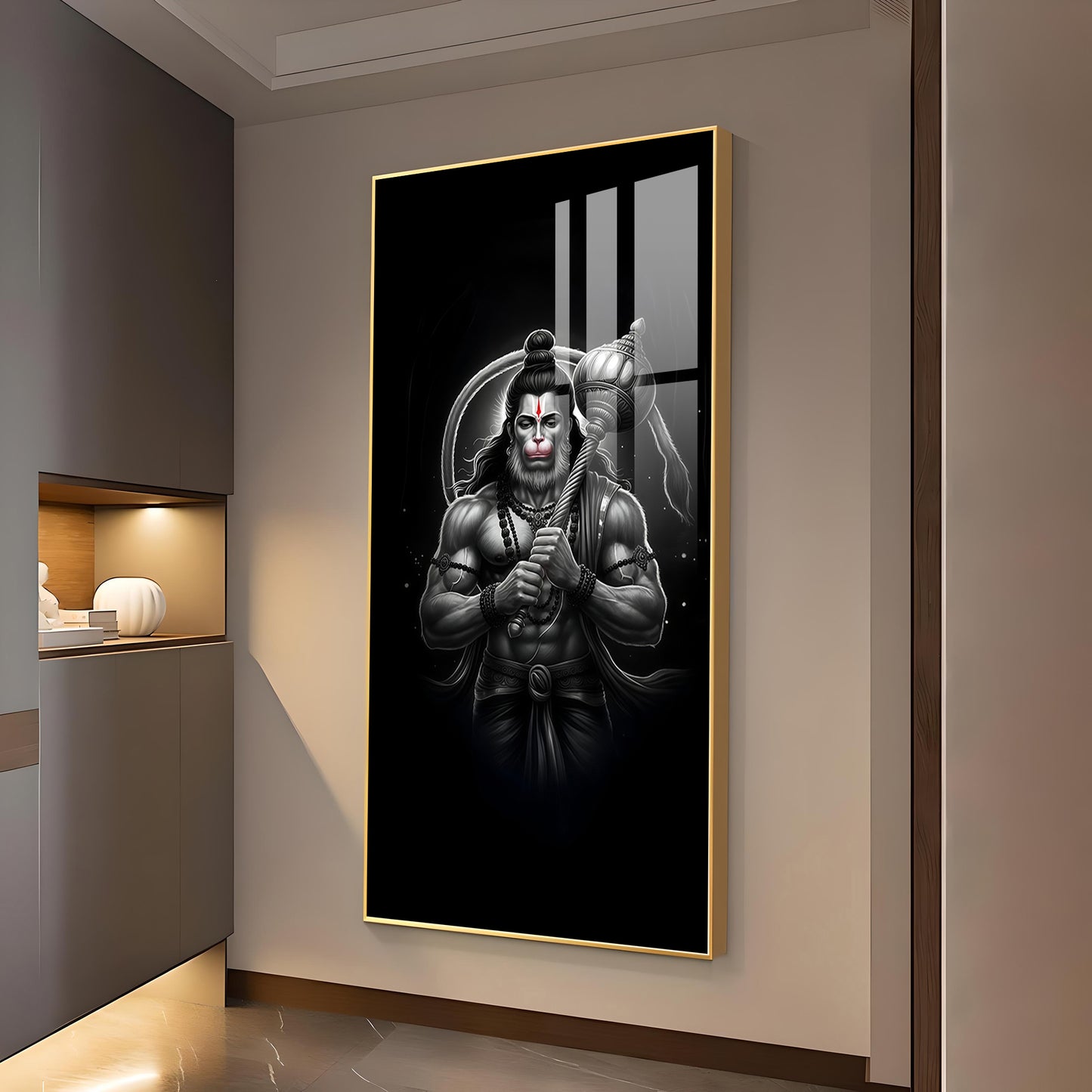 Lord Bajarang Bali Glass Finish Vertical Wall Art