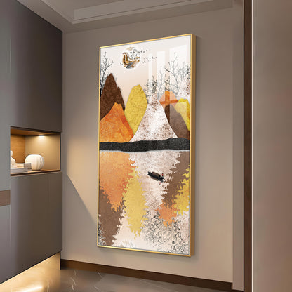 Journey Across Still Waters Glass Finish Vertical Wall Art