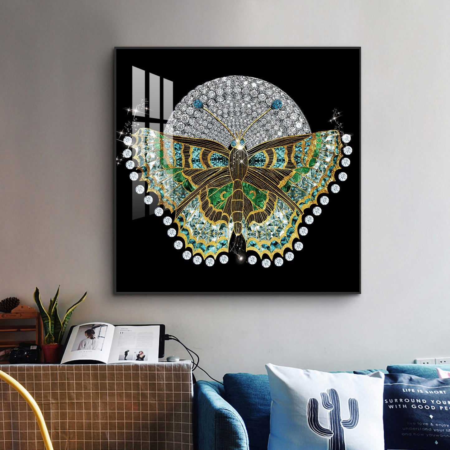 Butterfly Bliss Glass Finish Square Wall Art