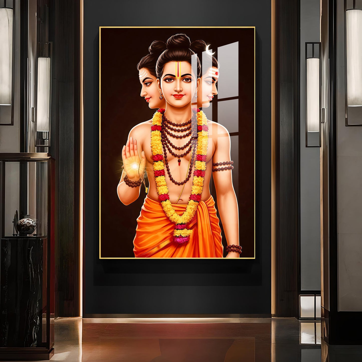 Lord Dattatreya Glass Finish Vertical Wall Art