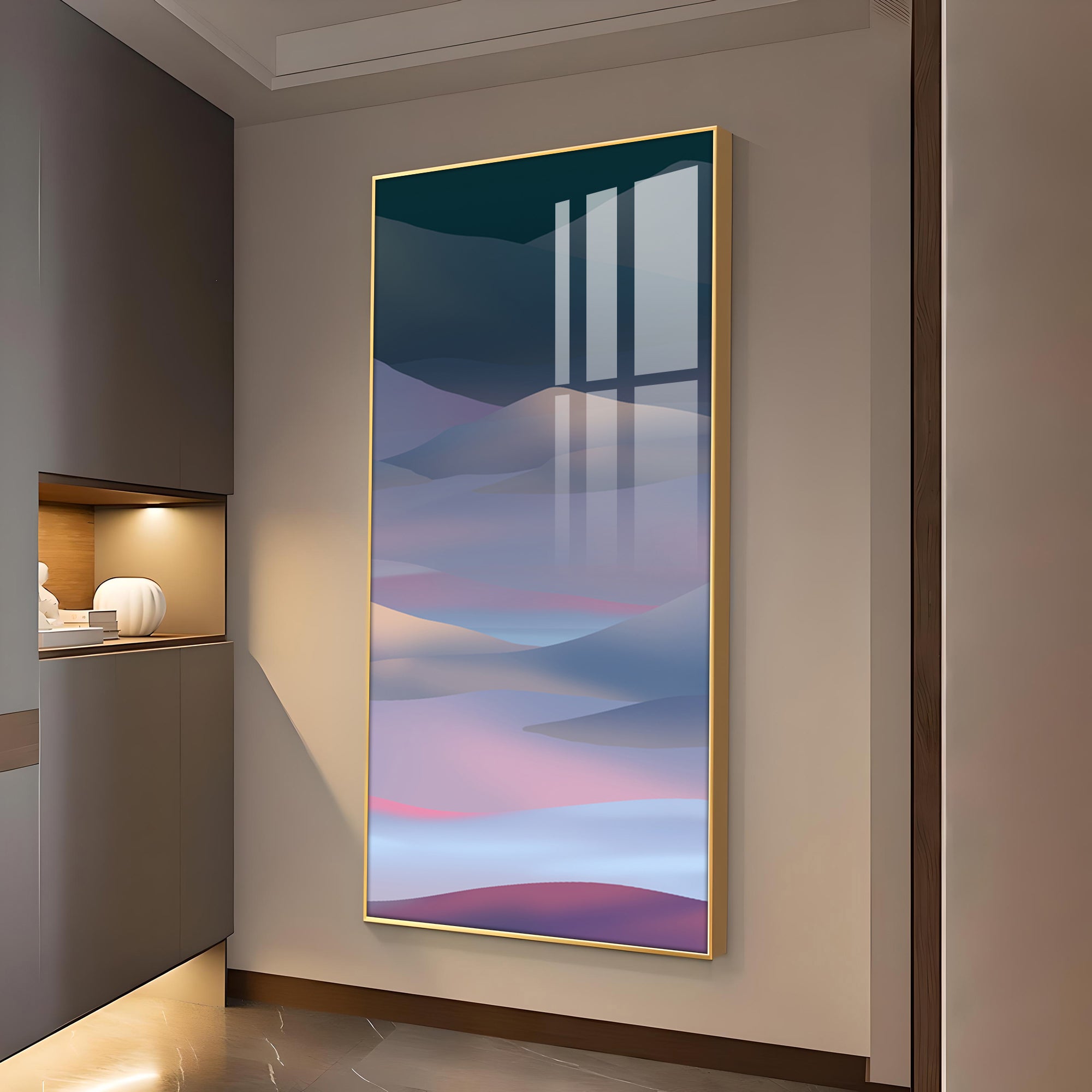 Arid Horizons Glass Finish Vertical Wall Art