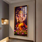 Hindu God Ganesh Glass Finish Vertical Wall Art