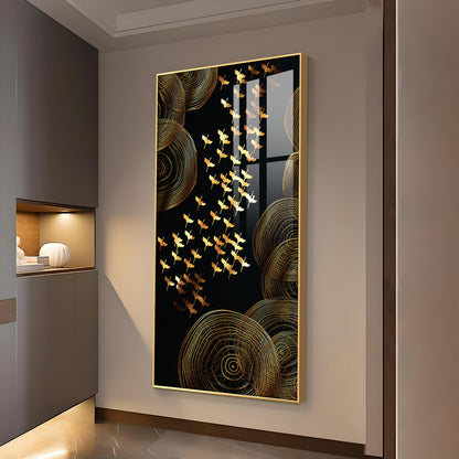 Luminescent Flight Glass Finish Vertical Wall Art