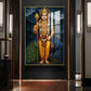 Lord Kartikeya Glass Finish Vertical Wall Art