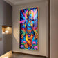 Jai Shree Krishna Glass Finish Vertical Wall Art