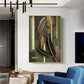 Golden Leaf Elegance Glass Finish Vertical Wall Art