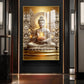 Divine Buddha Glass Finish Vertical Wall Art