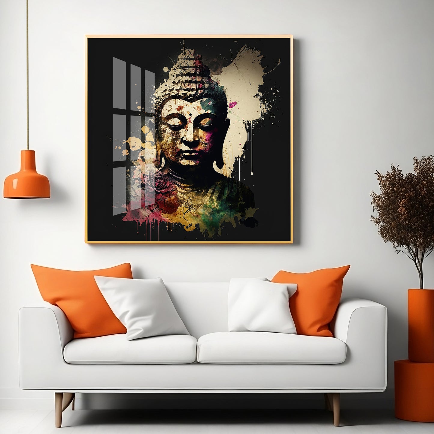 Harmony Of Buddha Calmness Glass Finish Square Wall Art