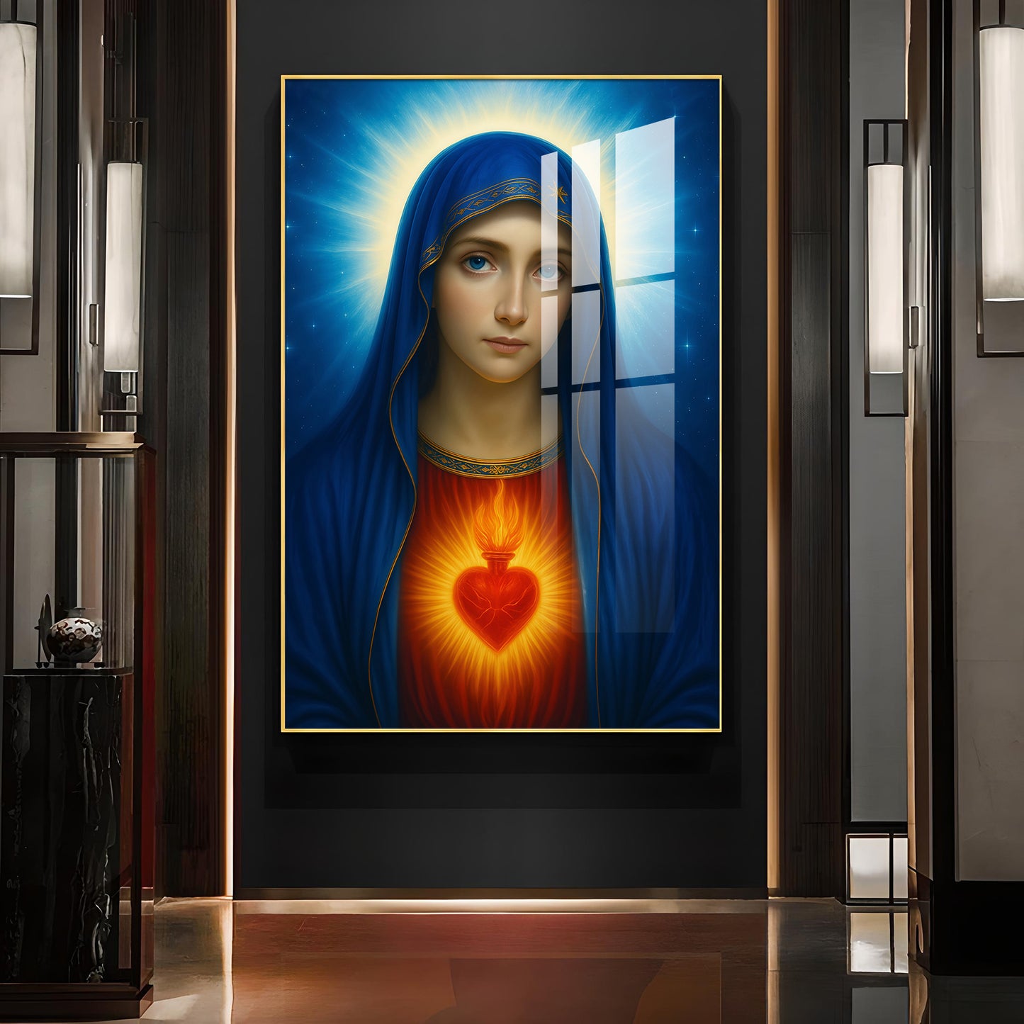 Mary Catholic Glass Finish Vertical Wall Art