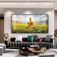 Buddha In Peaceful Nature Glass Finish Horizontal Wall Art