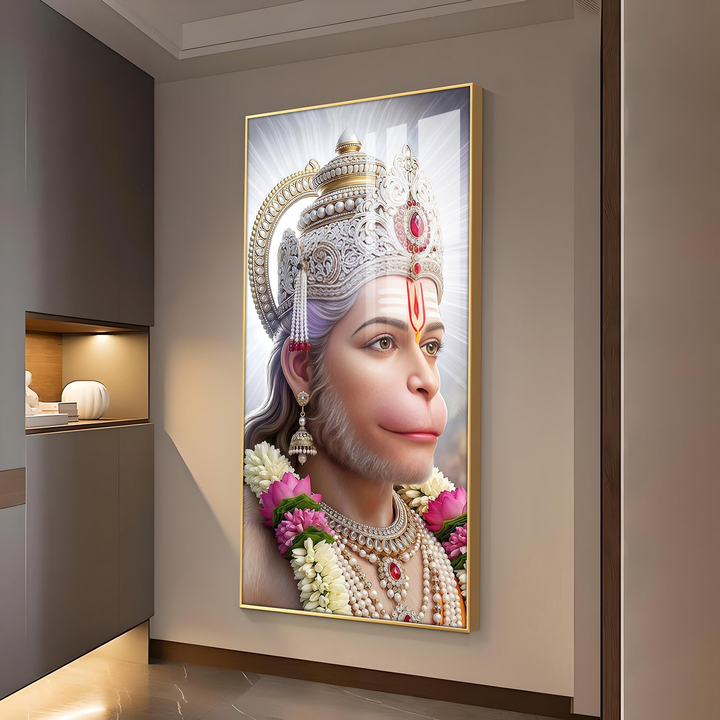 Pavan Putra Hanuman Ji Glass Finish Vertical Wall Art