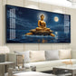 Buddha Sitting Peacfully Glass Finish Horizontal Wall Art